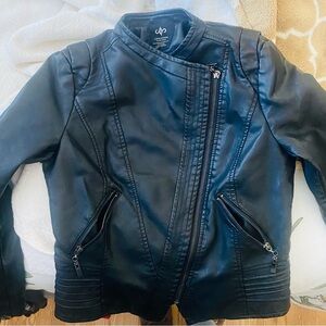 Women’s Black Faux Leather Moto Jacket – Asymmetrical Zip – Size Small